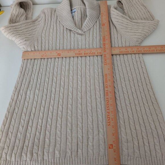 Croft & Barrow Cable Knit Sweater Womens Size 2X Cream Shawl Collar Pullover - Picture 6 of 8
